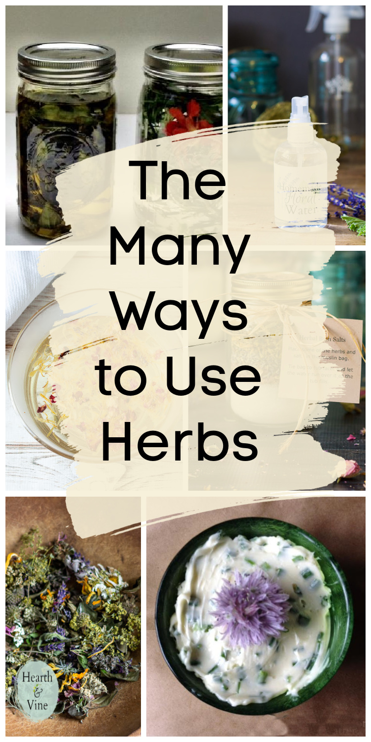 A collage of herbal food and crafts made with your own homegrown herbs.