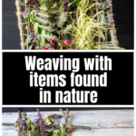 Two views of a nature weaving with flowers and herbs.