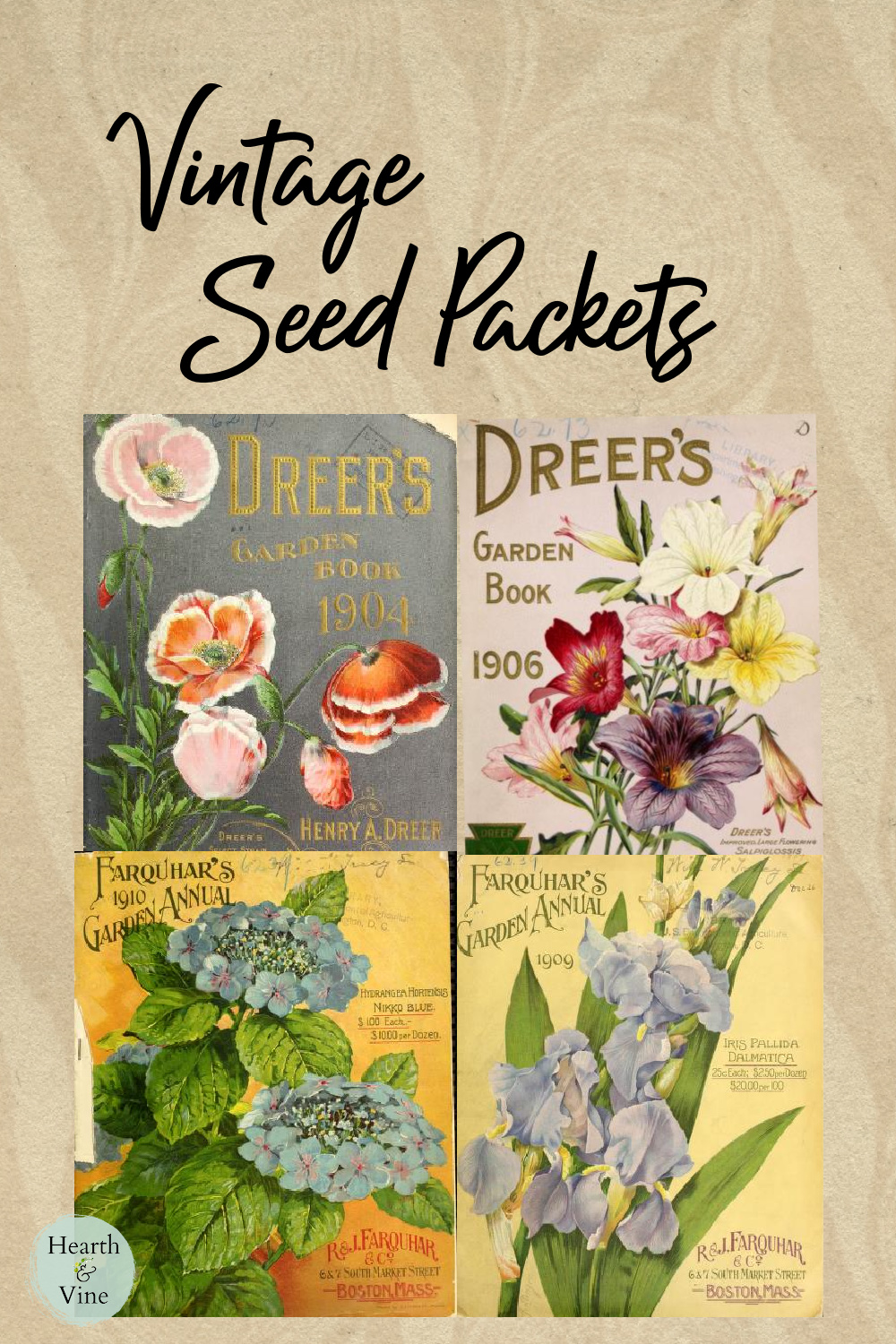 Collage of vintage seed packets.