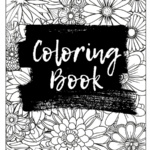 Flower coloring pages in a book showing the cover.