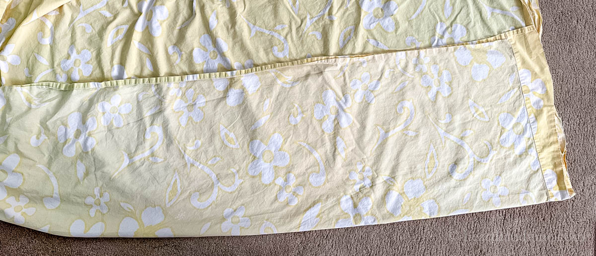 Old sheet folded with right sides together.
