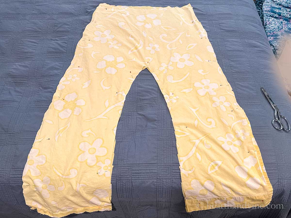 Two pieces of the cut out sheets pinned together.