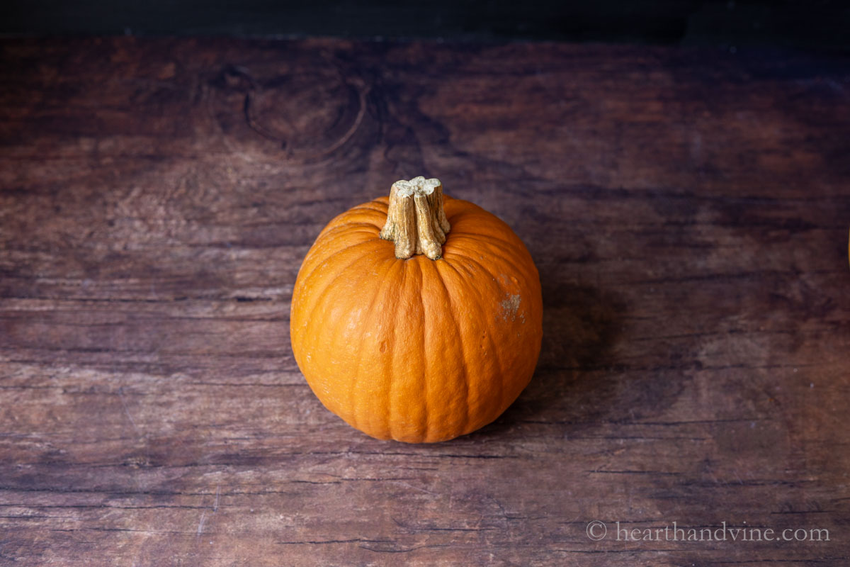 A whole pumpkin pie pumpkin.