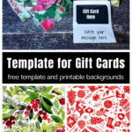 Holiday theme gift card holders over two prints.