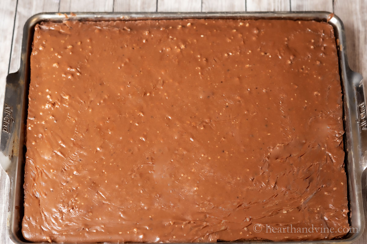 Iced Texas sheet cake.