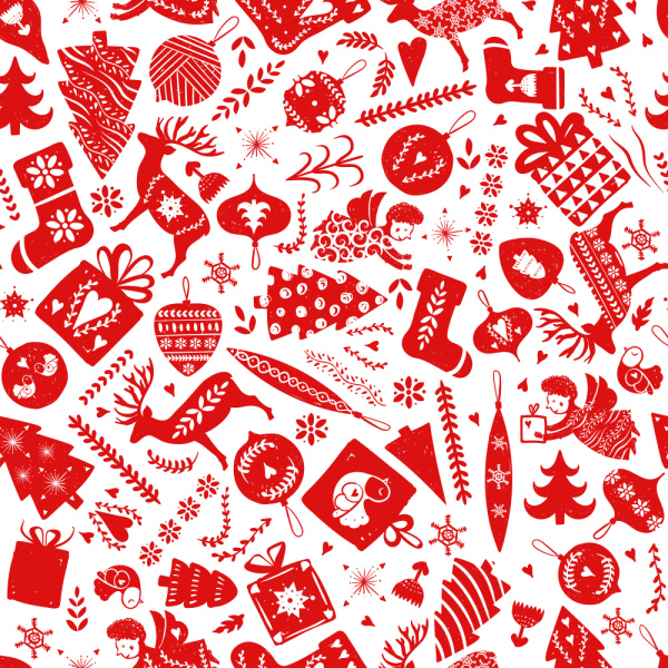 A red and white holiday theme print.