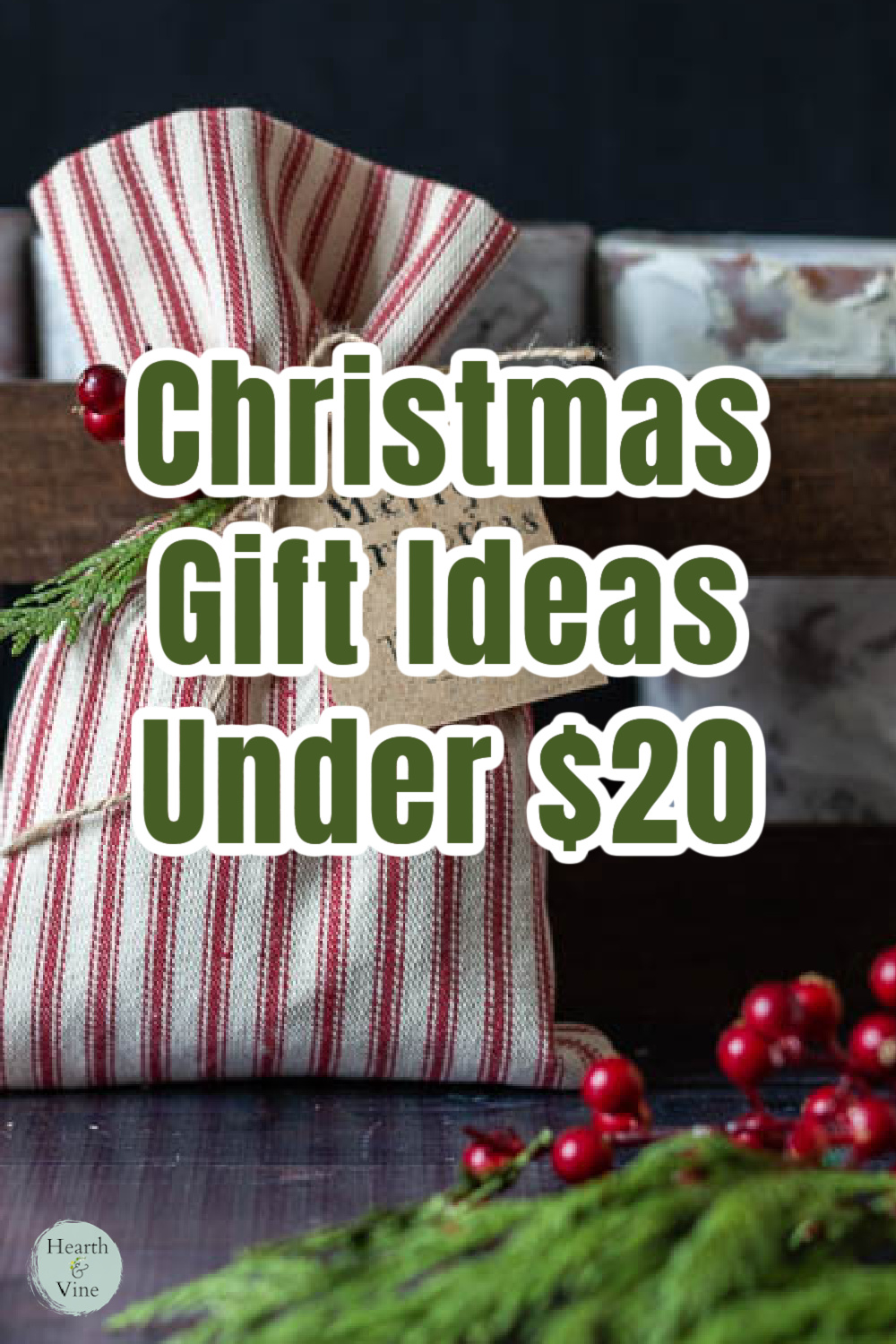 Red and white gift bags with tags.