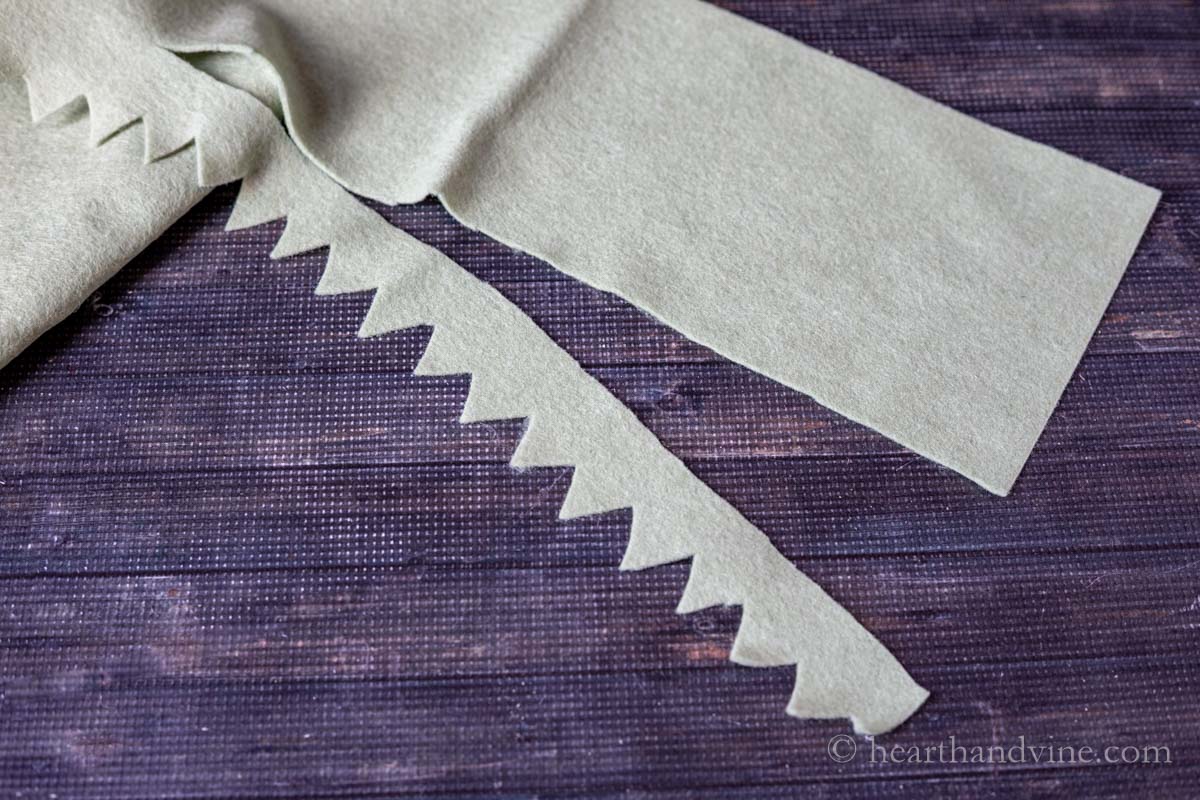 Cutting the next group of leaves from felt.