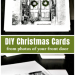 Sketch of Christmas front door card over the printed cards.