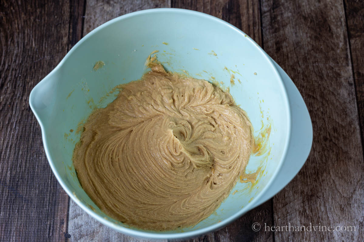 Butter and sugars mixed together.