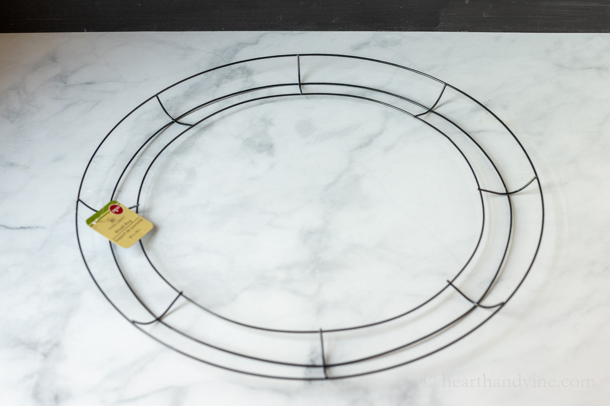 An 18-inch wire wreath frame.