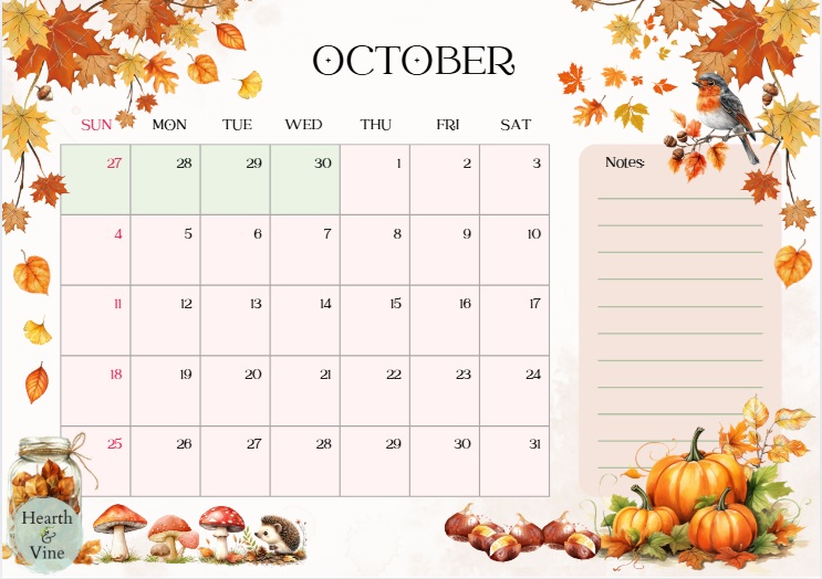 October 2026 botanical calendar.