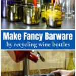 Wine bottle barware over a wine bottle held under boiling water stream.