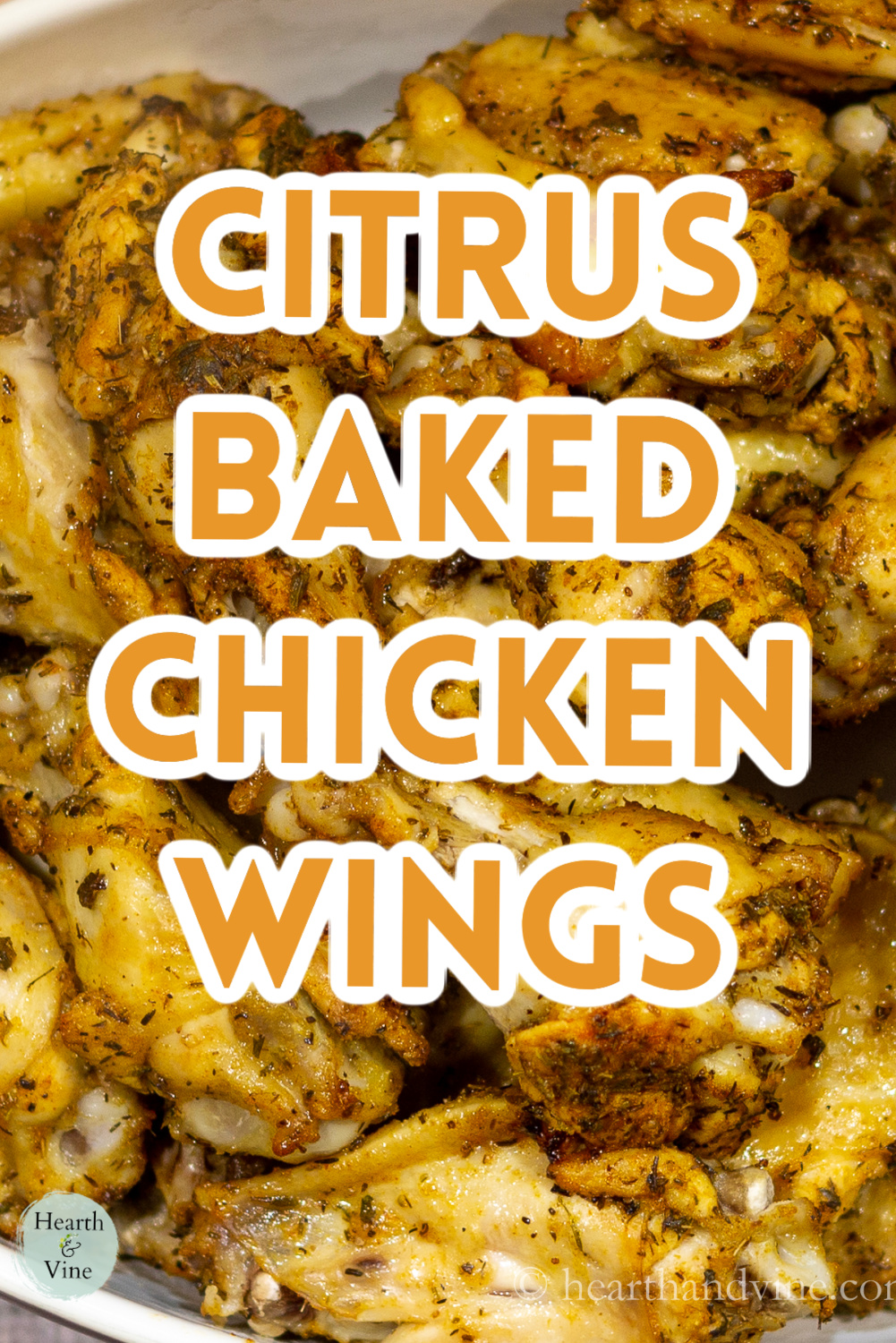 Close up of baked chicken wings with citrus rub.