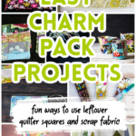 Collage of scrap fabric and 5 inch charm pack fabric projects.
