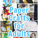 A collage of paper crafts including a paper lotus flower, paper leaf garland, a paper star and many more.
