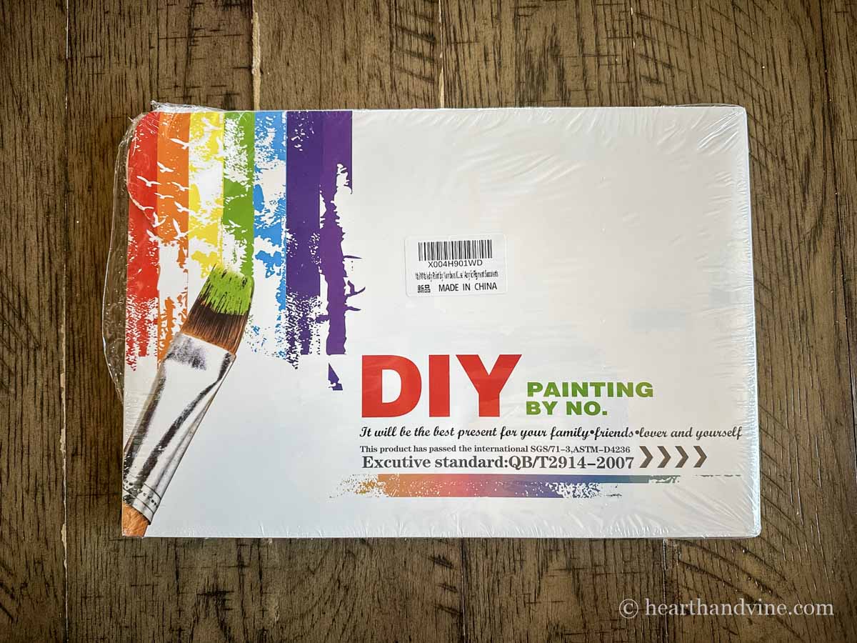 Paint by number kit box.