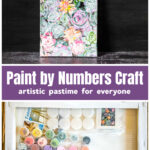 Paint by numbers art of succulent plants over the items from the kit.
