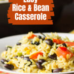 A serving of rice and bean casserole.