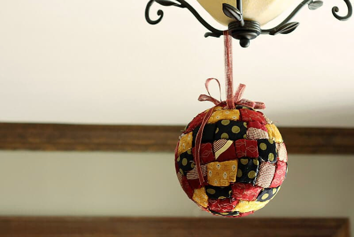 Patchwork sphere with old ties.