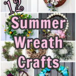 Collage of summer wreath crafts.