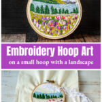 Hand embroidered mini hoop art over the same in progress.
