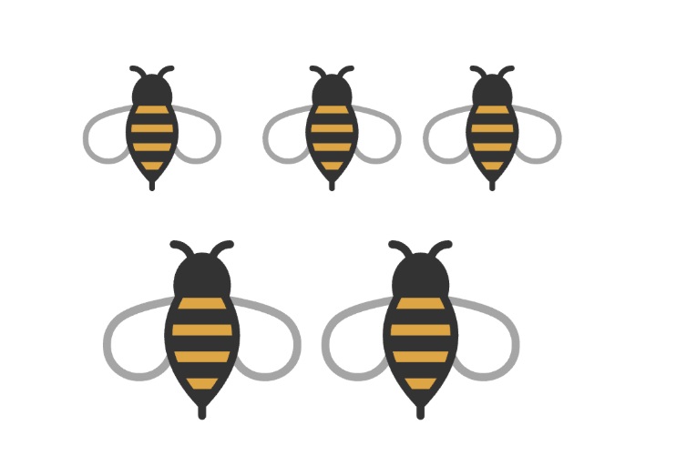 Printable honeybees in two sizes.