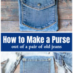 A crossbody mini jean bag over the jean pocket being attached to jean material.