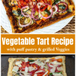 Grilled vegetable tart over the same in process.