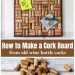 DIY cork board over recycled wine corks.