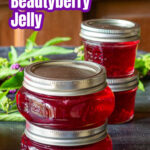 Jars of beautyberry jelly and a couple of branches.