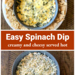 Baked cream cheese spinach dip with bread around the side over the same pre-cooked.