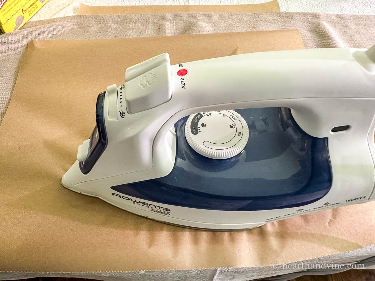 An iron on parchment paper.