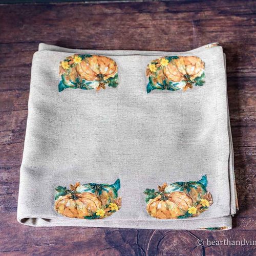 Napkin decal table runner folded.