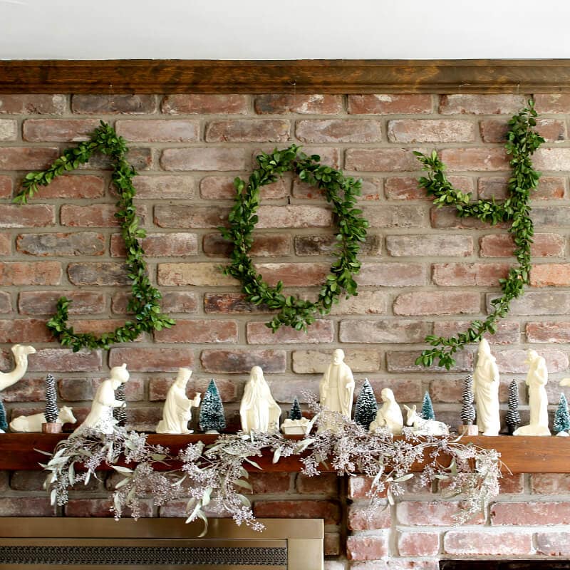 The word Joy complete in making wire hanger boxwood letters. ~ gardenmatter.com