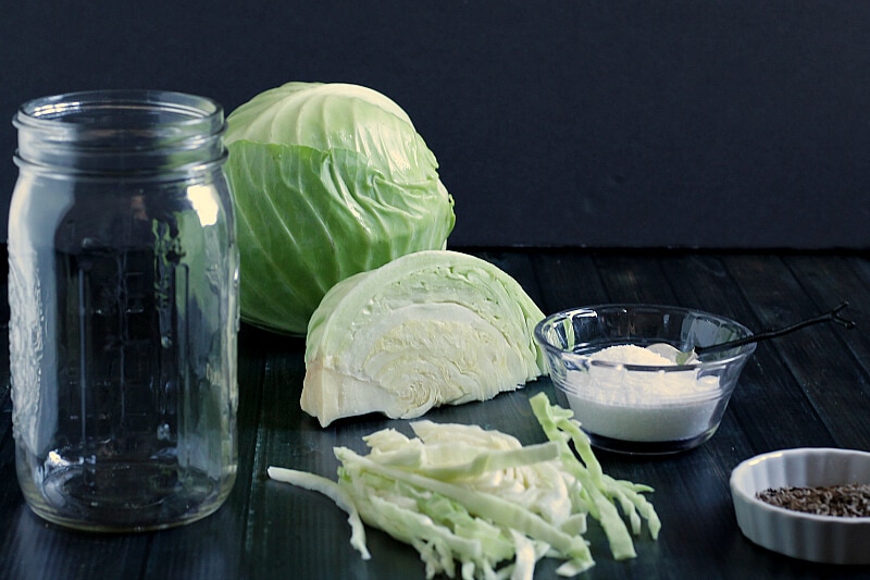 Homemade Sauerkraut with Cabbage and Salt