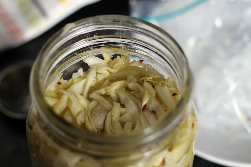 Top view of homemade sauerkraut
