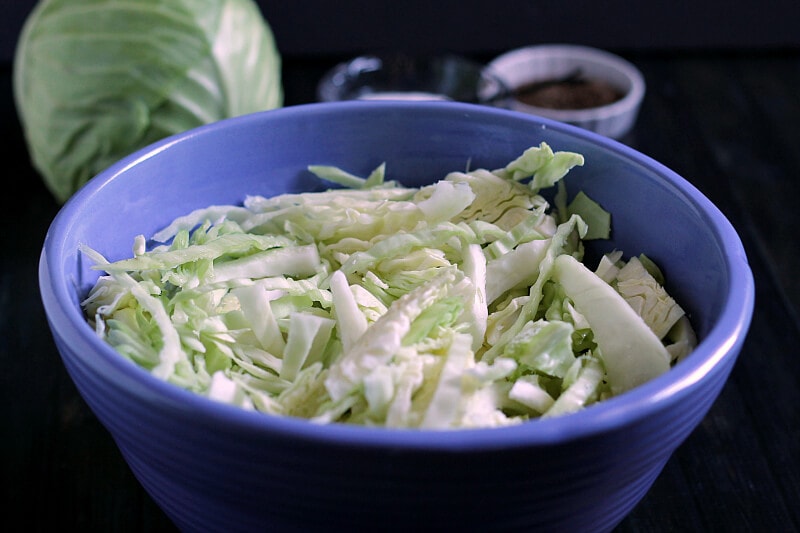 Bowl of shredded cabbage