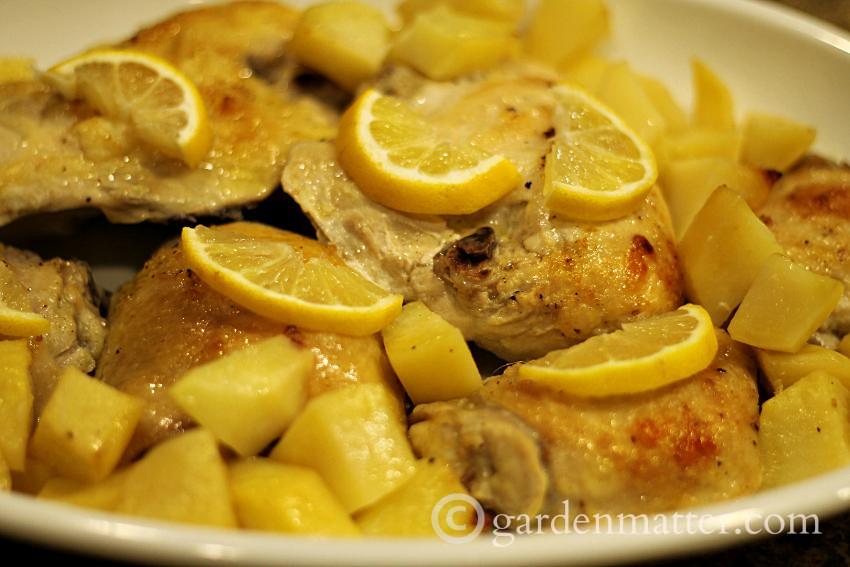 Lemon Garlic Chicken with Roasted Potatoes ~gardenmatter.com
