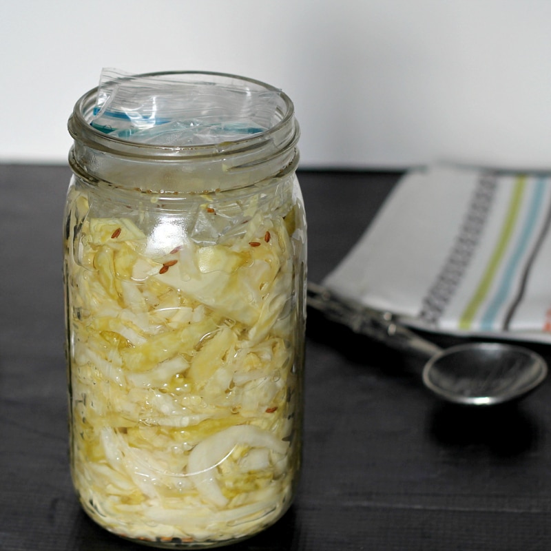 Mason jar Sauerkraut.