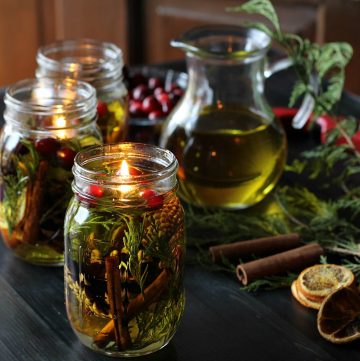 Make a Mason Jar Oil Candle Lamp with botanicals and essential oils. ~ gardenmatter.com