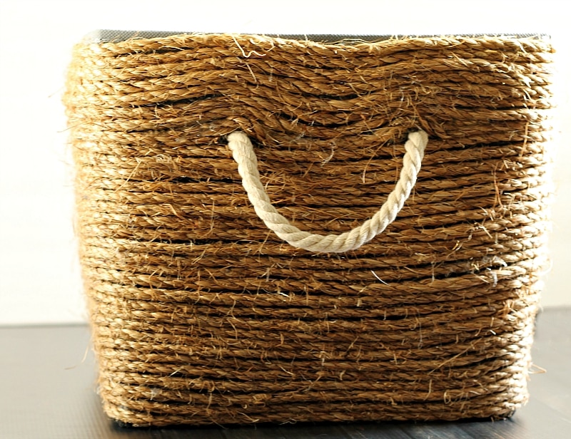 Side of diy rope basket planter with handle