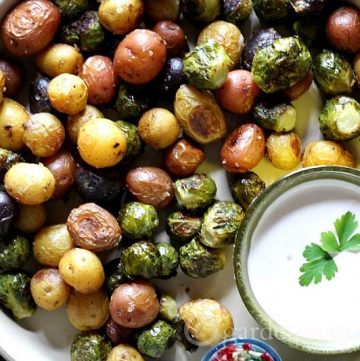 Plated-with-Blue-Cheese-Dip-Roasted-Brusell-Sprouts-and-Baby-Potatoes-gardenmatter.com_.jpg